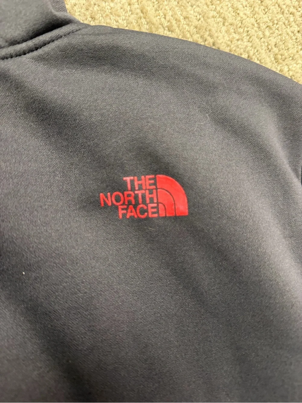 The North Face Men's Crewneck Hoodie - Charcoal with Red Logo
